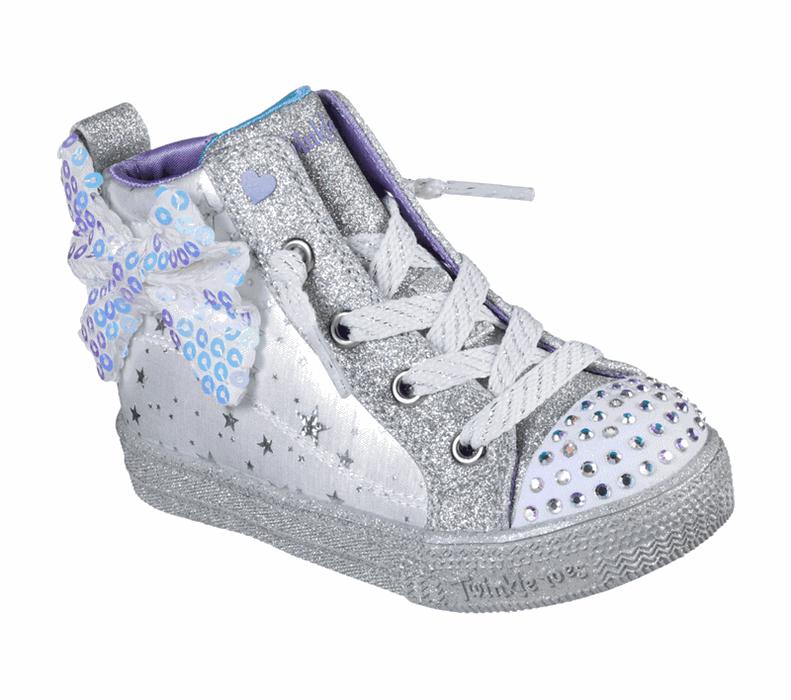 Skechers Flickor Vita/Silver Fritidsskor - Twinkle Toes: Shuffle Lite - Miss Twinkle Bow - Sverige (